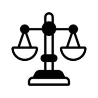 A solid style icon of balanced law scale, easy to edit. vector