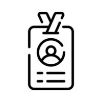 A outline style icon showing personal id badge vector