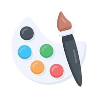 A flat icon showing art palette with colorful paint dabs vector