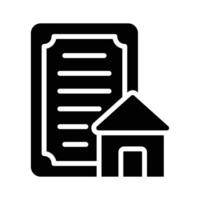 A solid style icon showing signed home document vector