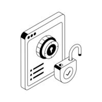 A modern isometric icon showing padlock access authorization. vector