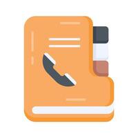 A flat icon showing phone directory with user contacts vector