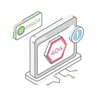 An isometric icon depicting 404 error page vector