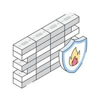 An amazing isometric icon showing firewall protection in action vector