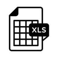 A glyph style icon of xls file document. vector