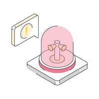 An isometric icon illustrating a siren alert security system vector