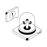 An isometric icon illustrating a siren alert security system. vector