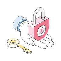 Check out this isometric outline icon of lock access vector