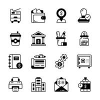 Ready to use collection of accounting and bookkeeping glyph icons. vector