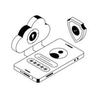 Well crafted isometric icon illustrating mobile cloud data concept. vector