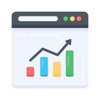 A trendy flat icon showing web analysis charts vector