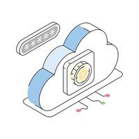 Get a glimpse of this secure cloud password isometric icon vector