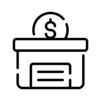 A outline style icon of a secure money box vector