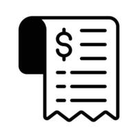 A filled style icon of invoice document with dollar sign. vector