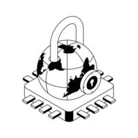An isometric icon highlighting safe and secure browser usage. vector