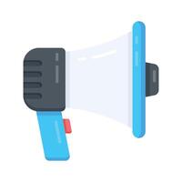 A flat icon showing announcement message via loudspeaker vector