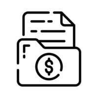 A outline style icon showing finance folder documents vector