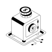 A captivating isometric icon showing secure digital vault. vector