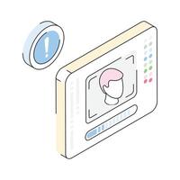 Trendy isometric outline icon of face recognition technology system vector
