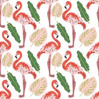 Seamless textile trendy pattern with exotic birds on a branch in tropical nature in exotic with tropical leaves abstract painting .Hand drawn illustration for fabric , paper and web design . vector