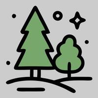Two trees icon with tall pine and rounded tree, symbolizing biodiversity in forest and wild landscapes. vector