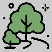 Tree icon with lush round green crown and curved trunk, symbolizing natural growth and woodland life. vector
