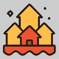 Group of house icon in orange and yellow colors representing property development and housing vector