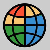 Globe image icon with colorful segments representing internet, global access, digital connection art. vector