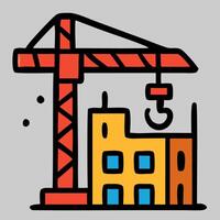 Construction site icon with crane and home symbolizing building process and real estate projects vector