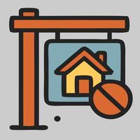 Crane lifting house icon indicating construction, property development and housing projects vector