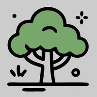 Tree icon with a single trunk and rounded green crown, ideal for eco-friendly or forest-themed projects. vector