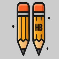 Pair of pencil icon with HB label and soft rounded shape, ideal for kids education or school materials vector