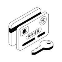 A visually appealing isometric icon of smart card access. vector