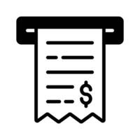 An editable solid style icon depicting withdrawal slip. vector
