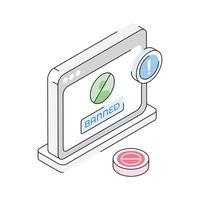Grab this isometric icon showing restricted web banned content vector