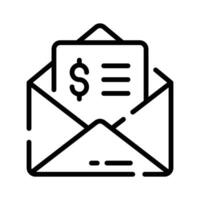 A outline style icon showing money mail delivery vector