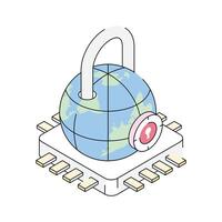 An isometric icon highlighting safe and secure browser usage vector