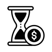 A filled style icon showing time is money concept. vector