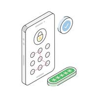 Grab this isometric outline icon showing pattern security feature vector