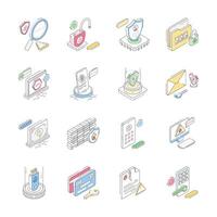 Visually engaging set showing cyber safety and attacks isometric icons vector