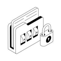 Check out this isometric outline icon of secure folder. vector
