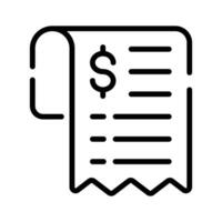 A outline style icon of invoice document with dollar sign vector
