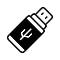 A solid style icon of usb data storage. vector