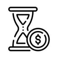A outline style icon showing time is money concept vector