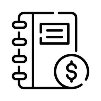 A outline style icon of ledger record book with dollar vector