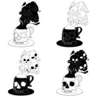 Macabre Tea Cup, Crafted in the Form of a Skull, Emitting Noxious Fumes of Demise vector