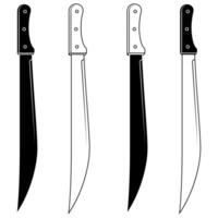 Robust machete, expertly designed for efficient clearing and heavy-duty cutting in diverse challenging outdoor environments and field work vector