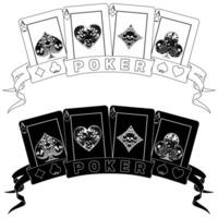 This unique Halloween artwork features a winning poker hand creatively encircled by festive, spooky ribbons and intricate design elements vector