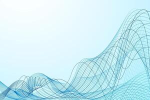 Abstract Blue Wavy Wireframe Lines Background vector