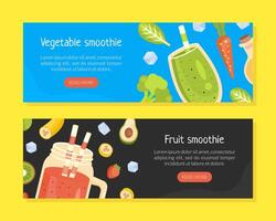 Vegetable and Fruit Smoothies Landing Page Templates Set, Healthy Vitamin Raw Drinks, Detox Program for Wellbeing Website Illustration vector